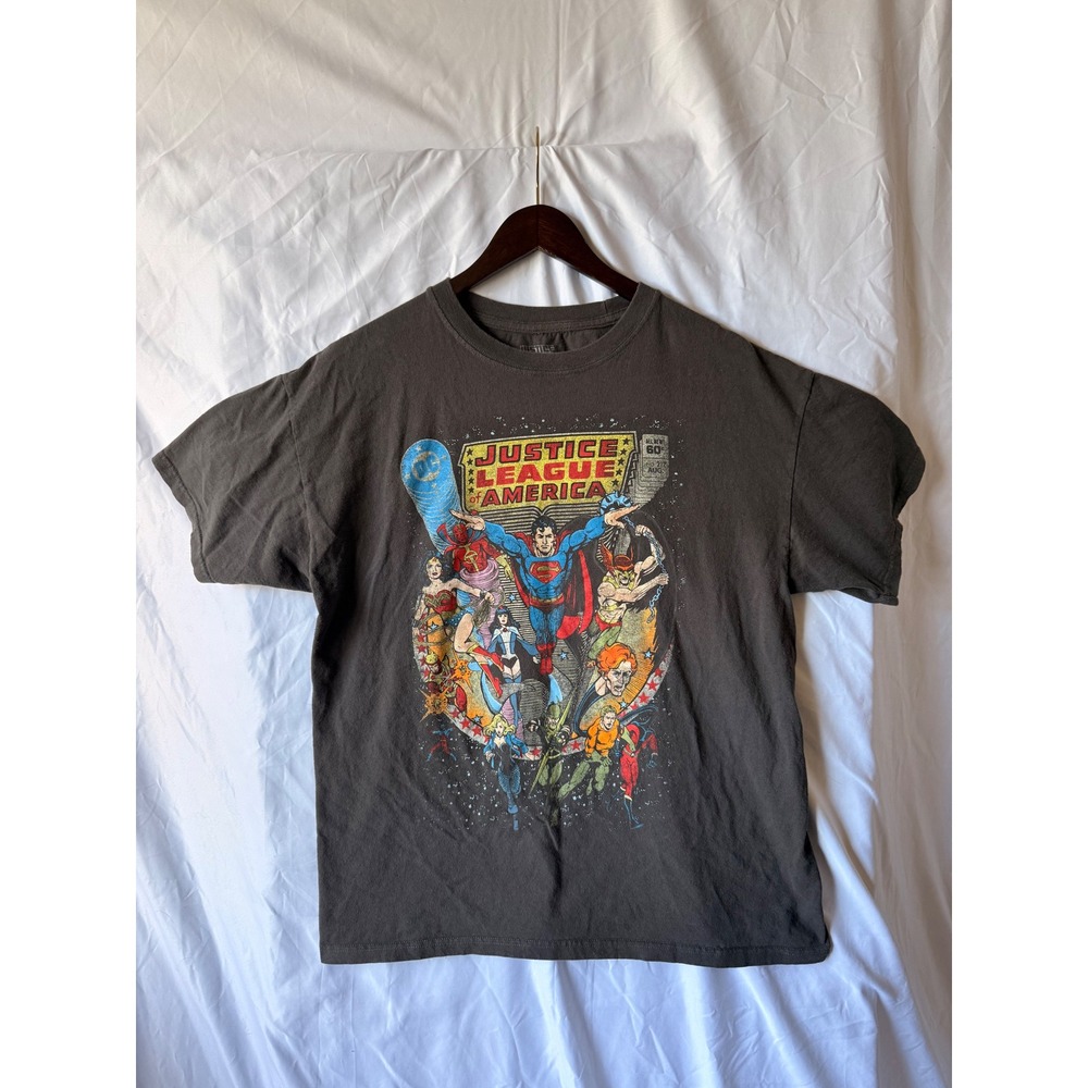 DC Comics Justice League of America Graphic T-Shirt Charcoal Gray Large
